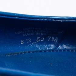 Pre Owned Tory Burch Blue Leather Cline Ballet Flats Size 37.5