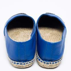 Pre Owned حذاء إسبادريل فلات توري برش جلد أزرق رويال/أسود مقاس 39.5