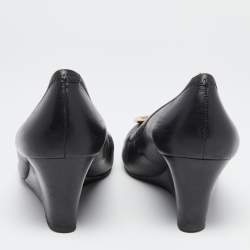 مملوكة مسبقًا حذاء كعب عالي توري برش صوفيا جلد أسود مزخرف كعب روكي مقاس 39