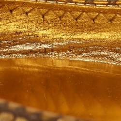 مملوكة مسبقًا Tory Burch Gold Snakeskin Embossed Leather Minnie Ballet Flats Size 38