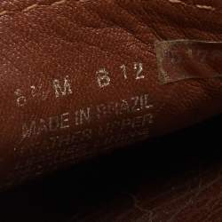 Pre Owned Tory Burch Cream/Brown Python Embossed Leather Driving Loafers Size 38.5