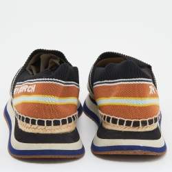 Pre Owned Tory Burch Multicolor Stretch Fabric Daisy Logo Espadrille Slip On Sneakers Size 37.5