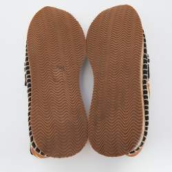 Pre Owned Tory Burch Multicolor Stretch Fabric Daisy Logo Espadrille Slip On Sneakers Size 37.5