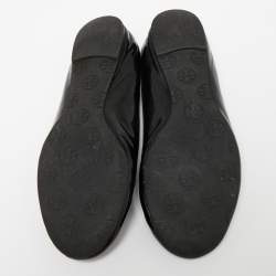 Pre Owned Tory Burch Black Patent Leather Reva Scrunch Ballet Flats Size 38 