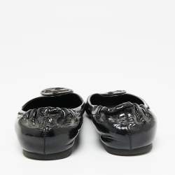 Pre Owned Tory Burch Black Patent Leather Reva Scrunch Ballet Flats Size 38 