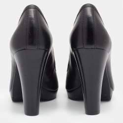 Pre Owned حذاء كعب عالي توري برش كاليستا بالشعار جلد أسود مزخرف مقاس 38.5