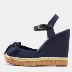 LOUIS VUITTON Sunlight Wedge sole Denim shoe logo Sandals blue Denim. 37.5