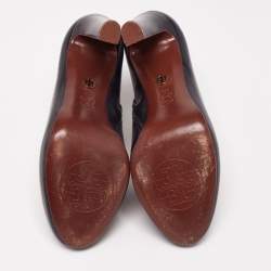 Pre Owned حذاء بوت كاحل توري برش جلد أزرق كحلي سير كاحل مقاس 37.5