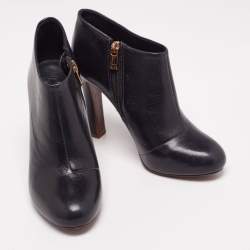 Pre Owned حذاء بوت كاحل توري برش جلد أزرق كحلي سير كاحل مقاس 37.5