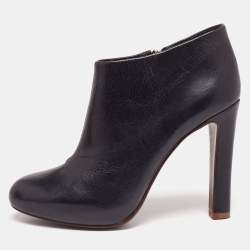 Pre Owned حذاء بوت كاحل توري برش جلد أزرق كحلي سير كاحل مقاس 37.5