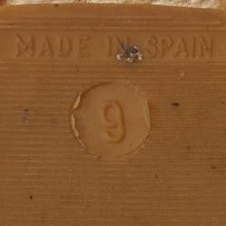 مملوكة مسبقًا Tory Burch Beige/Gold Lace and Mesh Espadrille Flats Size 39