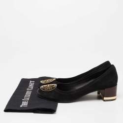 Pre Owned Tory Burch Black Suede Block Heel Pumps Size 36.5