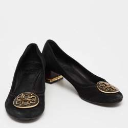 Pre Owned Tory Burch Black Suede Block Heel Pumps Size 36.5