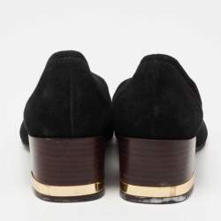 Pre Owned Tory Burch Black Suede Block Heel Pumps Size 36.5