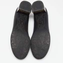 Pre Owned حذاء كعب عالي توري برش جاني جلد أسود كعب سميك مقاس 40.5