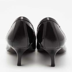 Pre Owned حذاء كعب عالي توري برش إليزا جلد أسود لامع مقدمة مدببة مقاس 36