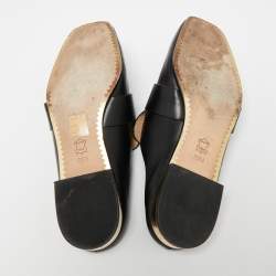 Pre Owned حذاء لوفرز توري برش سيدني جلد أسود بلا خلف كعب مقاس 40