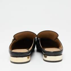 Pre Owned حذاء لوفرز توري برش سيدني جلد أسود بلا خلف كعب مقاس 40