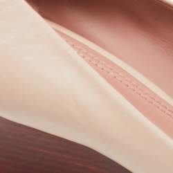 Pre Owned Tory Burch Cream Leather Wedge Pumps Size 37