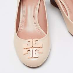 Pre Owned Tory Burch Cream Leather Wedge Pumps Size 37