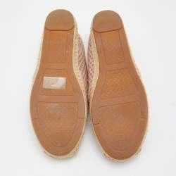 Pre Owned Tory Burch Pink Mesh Crystal Embellished Espadrille Flats Size 39