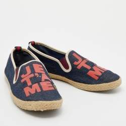 Pre Owned Tory Burch Blue Denim Je T'Aime Espadrille Flats Size 37