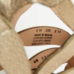 Pre Owned Tory Burch Metallic Gold Leather Laser Cut Sandals Size 36