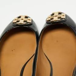 Pre Owned Tory Burch Black Patent Leather Reva Ballet Flats Size 39