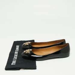 Pre Owned Tory Burch Black Patent Leather Reva Ballet Flats Size 39