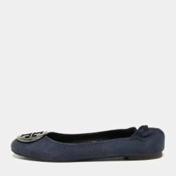 Tory Burch Navy Blue Suede Minnie Scrunch Ballet Flats Size  Tory Burch  | TLC