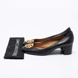 Pre Owned Tory Burch Black Leather Janey Pumps Size 40.5