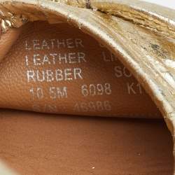 مملوكة مسبقًا Tory Burch Metallic Gold Laila 2 Square Toe Ballet Flats Size 41