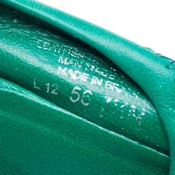 Pre Owned Tory Burch Green Leather Reva Scrunch Ballet Flats Size 38