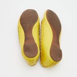 Pre Owned Tory Burch Yellow Leather Studded Ballet Flats Size 37.5