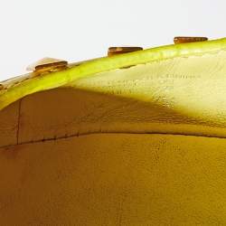 Pre Owned Tory Burch Yellow Leather Studded Ballet Flats Size 37.5