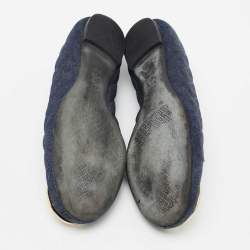 Pre Owned Tory Burch Navy Blue Denim Quinn Ballet Flats Size 39.5
