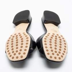 Pre Owned Tory Burch Black Leather Bombe Miller Slide Sandals Size 37.5