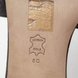 Pre Owned صندل سلايد فلات توري برش جلد نقشة التمساح أسود مقاس 38.5