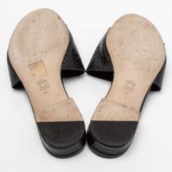 Pre Owned صندل سلايد فلات توري برش جلد نقشة التمساح أسود مقاس 38.5