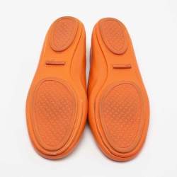 Pre Owned حذاء باليرينا فلات توري برش جلد برتقالي مقدمة مستديرة مقاس 38