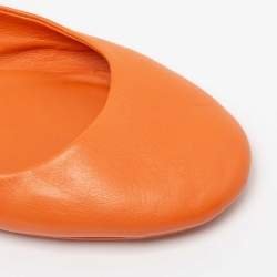 Pre Owned حذاء باليرينا فلات توري برش جلد برتقالي مقدمة مستديرة مقاس 38