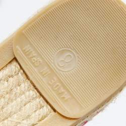 Pre Owned Tory Burch Pink Canvas Espadrille Ballet Flats Size 38