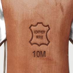 مملوكة مسبقًا صندل توري برش جلد فضي فتحة كعب مقاس 40