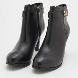 مملوكة مسبقًا Tory Burch Black Leather Ankle Length Boots Size 38.5
