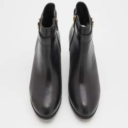 مملوكة مسبقًا Tory Burch Black Leather Ankle Length Boots Size 38.5