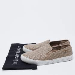 Pre Owned Tory Burch Grey Quilted Slip on Sneakers Size 38.5