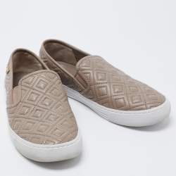 Pre Owned Tory Burch Grey Quilted Slip on Sneakers Size 38.5