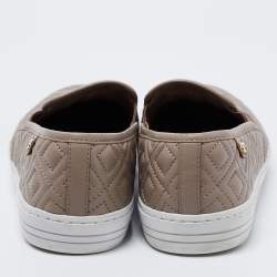Pre Owned Tory Burch Grey Quilted Slip on Sneakers Size 38.5
