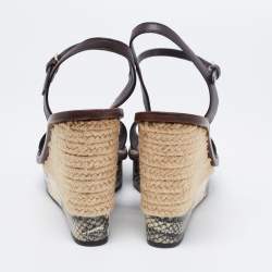 مملوكة مسبقًا صندل توري برش إسبادريل جلد نقش ثعبان ثلاثي اللون نعل روكي سير كاحل مقاس 38