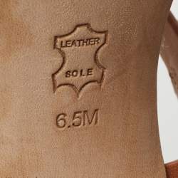 Pre Owned Tory Burch Brown Leather Emmy Pearl Ankle Strap Sandals Size 37